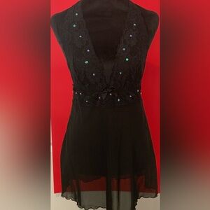 Frederick’s of Hollywood Black Babydoll Lingerie Set – Size M – NWOT